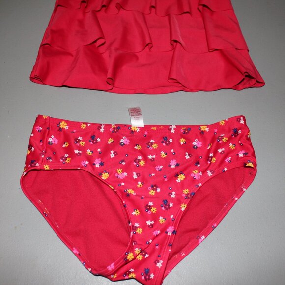 Red 2 Pcs Justice Tankini Swimsuit Size 14 - Picture 3 of 11